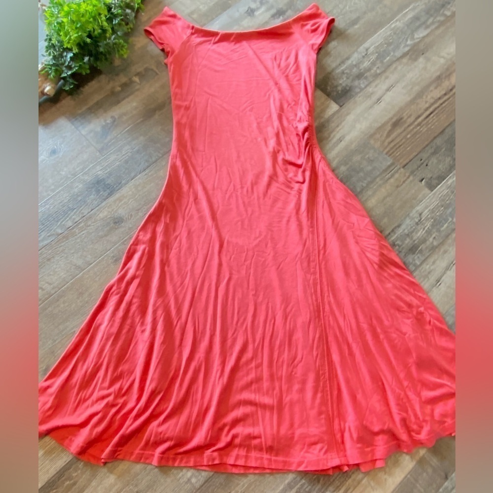 POLO RALPH LAUREN 100% Silk Coral Off-Shoulder A-Line Dress - Soft & Flowy Midi